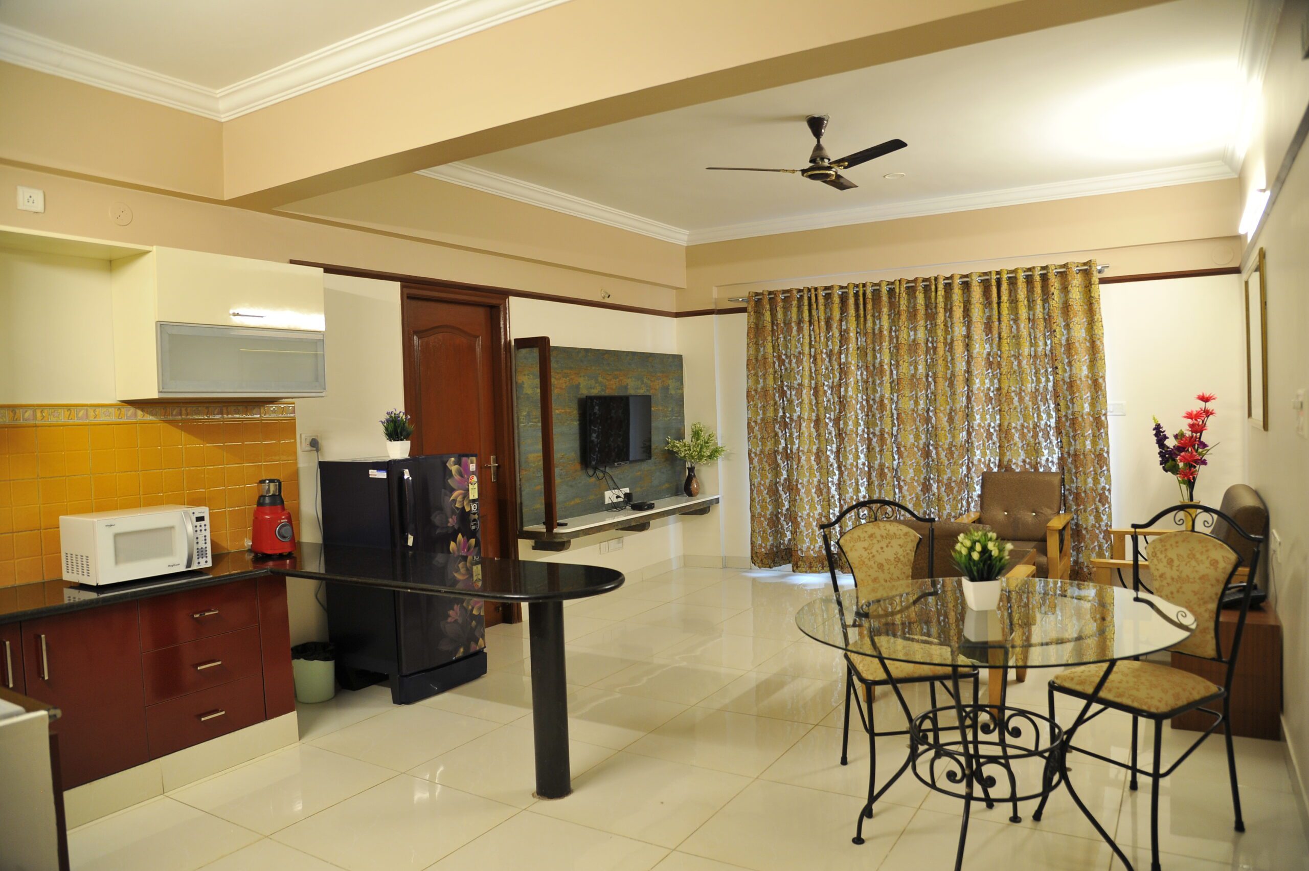 1BHK_Luxury_Living and Kitchen